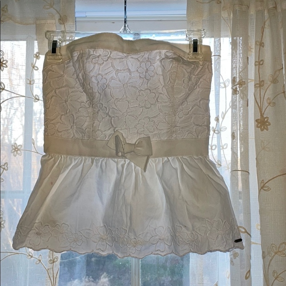 Hollister White Strapless Top